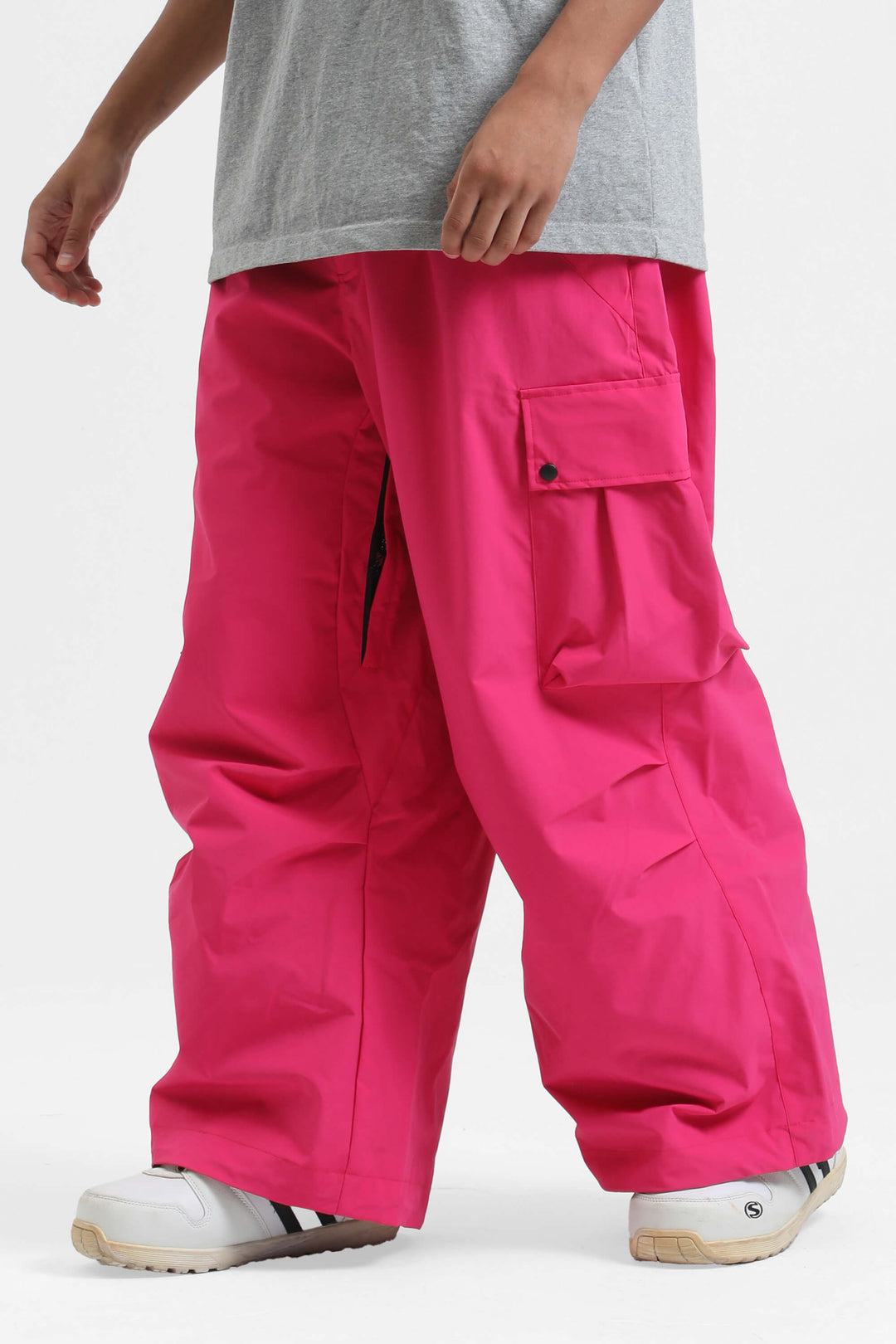 Men's Ice Blue Lightweight Inner Leg Vents Baggy Snow Pants