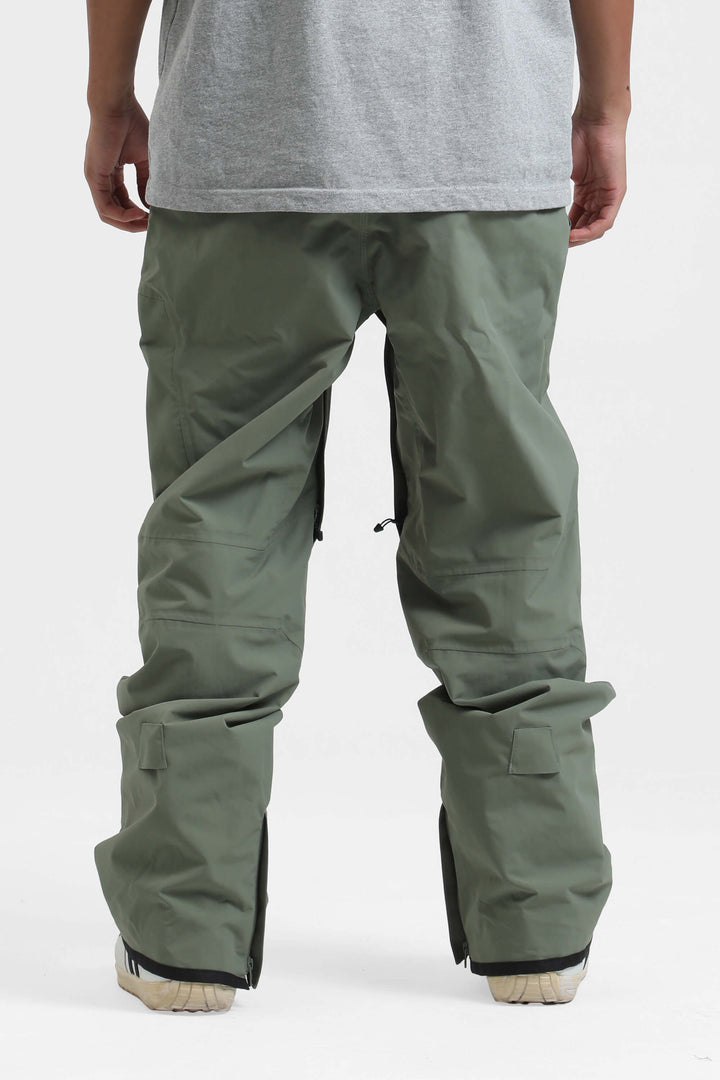 Men's Grey Multi-Pocket Venting Baggy Snow Pants