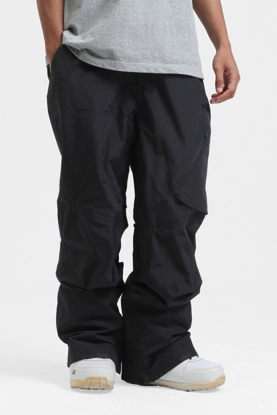 Men's Green Multi-Pocket Venting Baggy Snow Pants