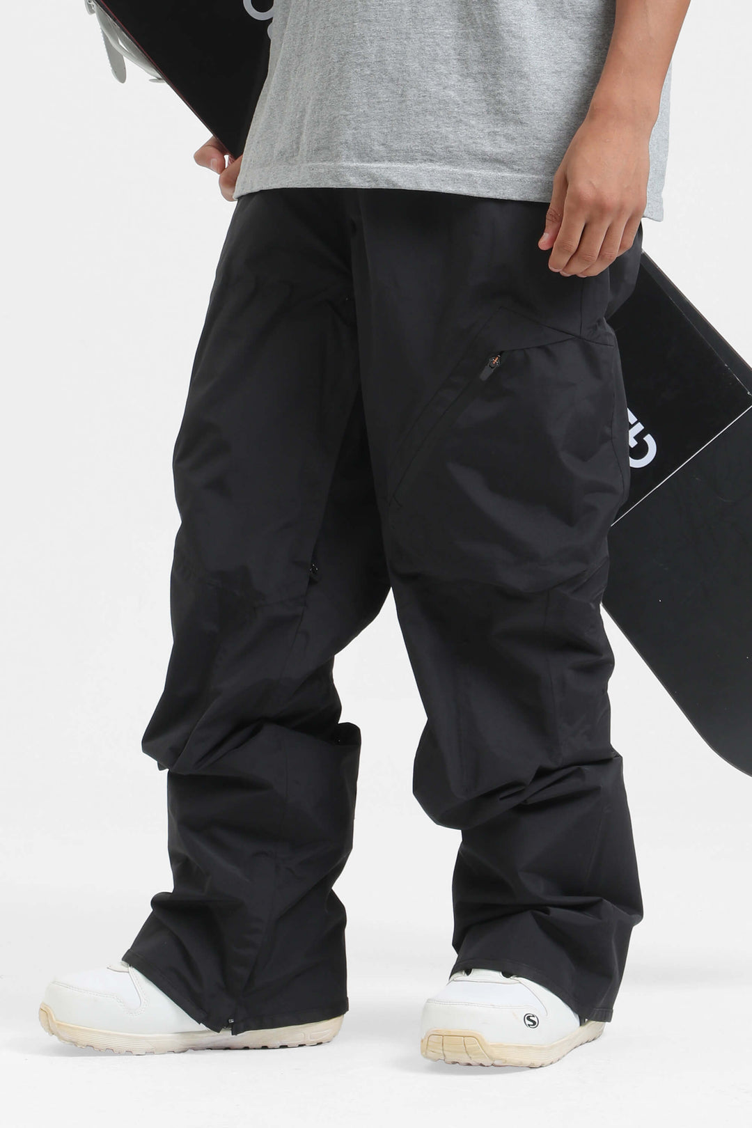 Men's Khaki Multi-Pocket Venting Baggy Snow Pants