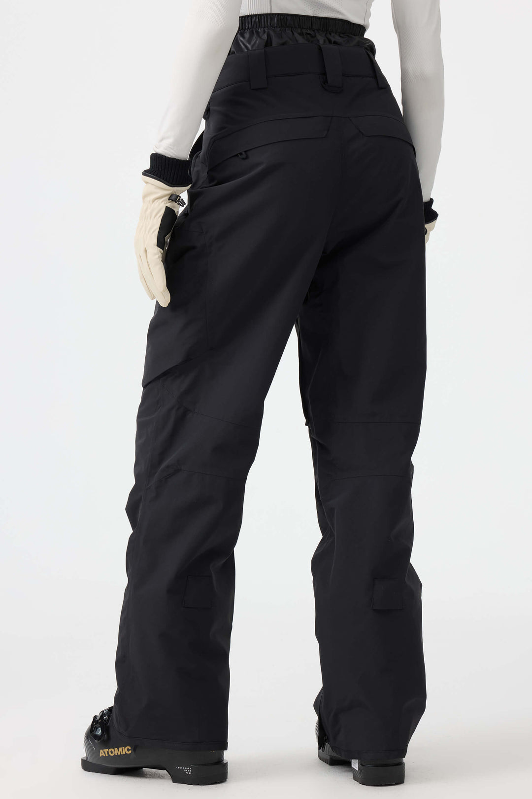 Women's Black Multi-Pocket Venting Baggy Snow Pants