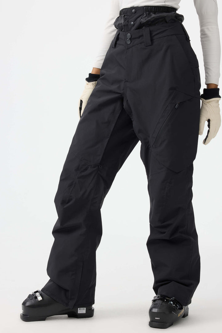 Women's Black Multi-Pocket Venting Baggy Snow Pants