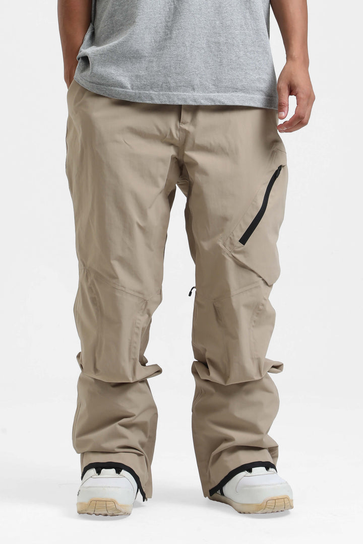 Men's Grey Multi-Pocket Venting Baggy Snow Pants