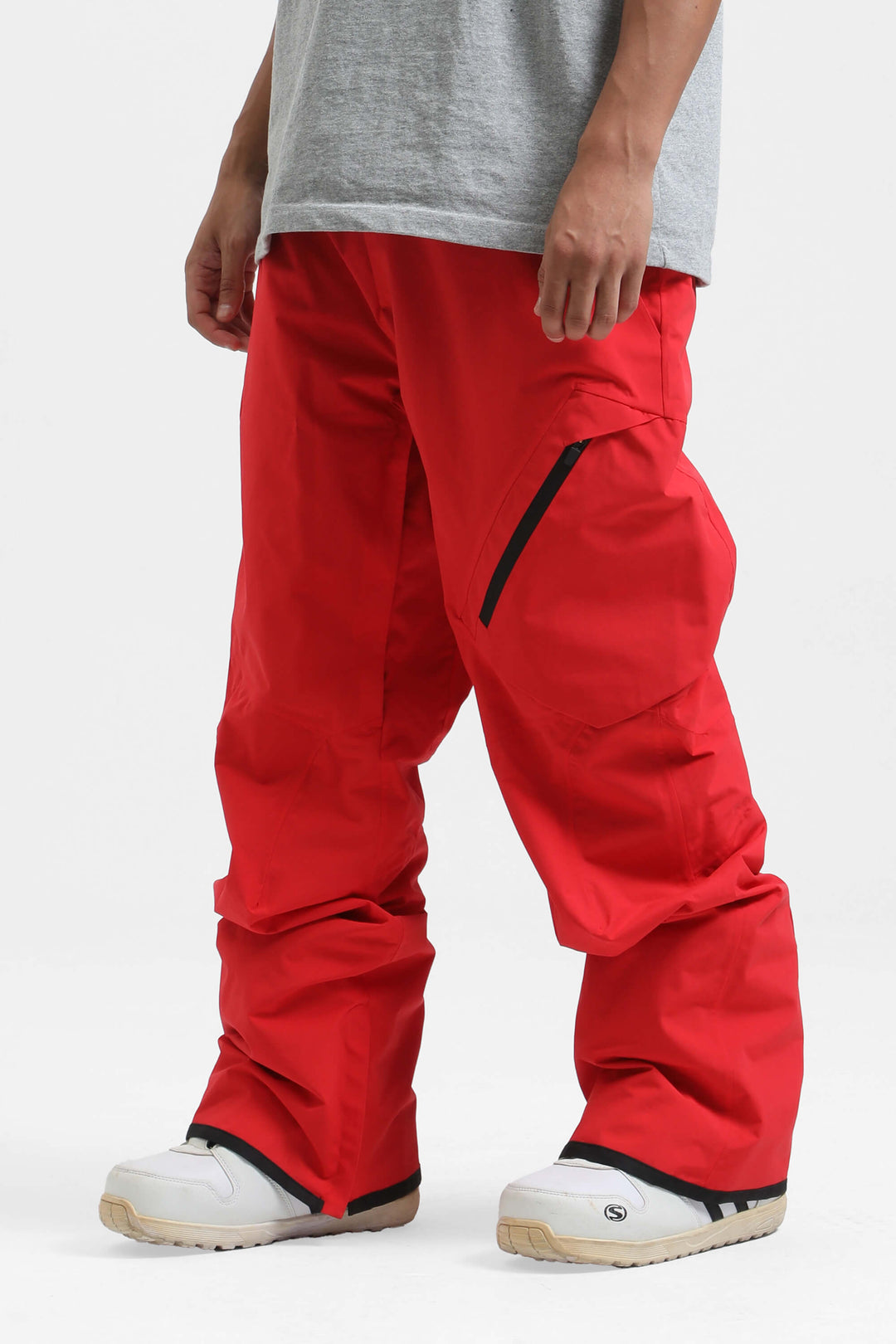 Men's Green Multi-Pocket Venting Baggy Snow Pants