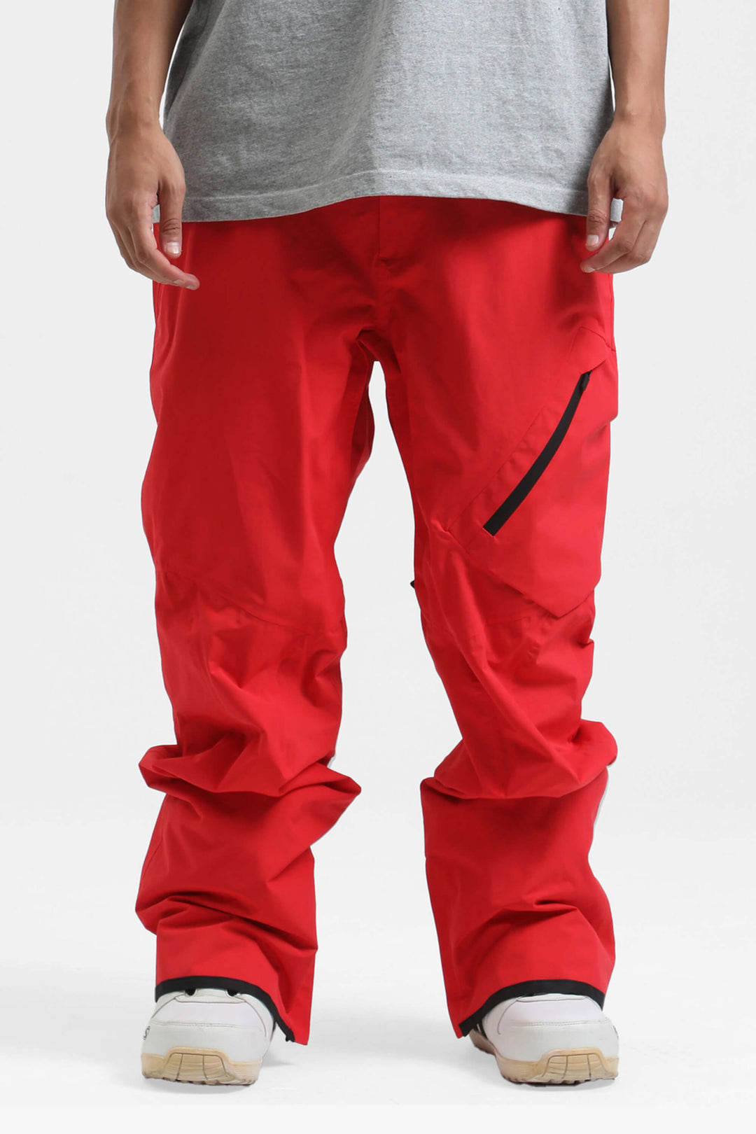 Men's Black Multi-Pocket Venting Baggy Snow Pants