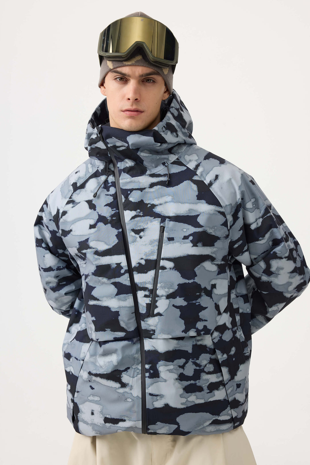 Men's Camouflage Face Vented Multi-pocket Fully Waterproof Snow Jacket