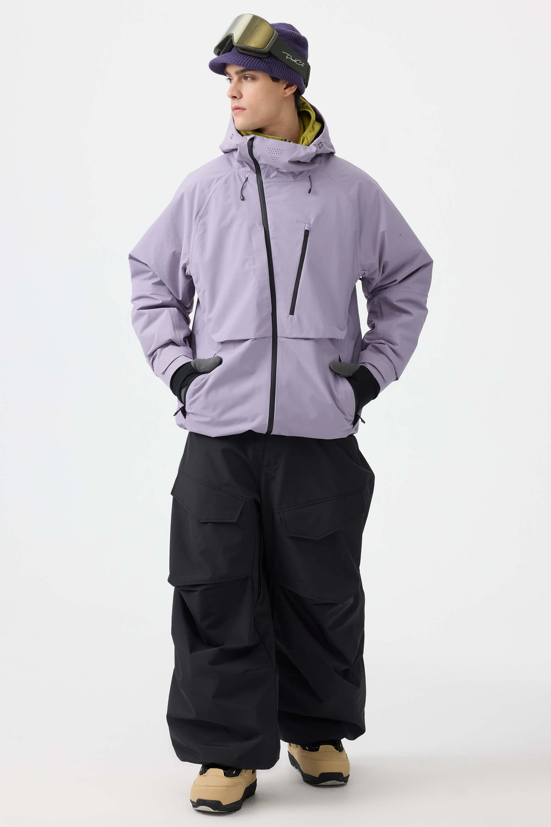 Men's Lavender Face Vented Multi-pocket Fully Waterproof Snow Jacket