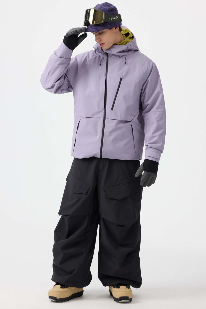 Men's Lavender Face Vented Multi-pocket Fully Waterproof Snow Jacket