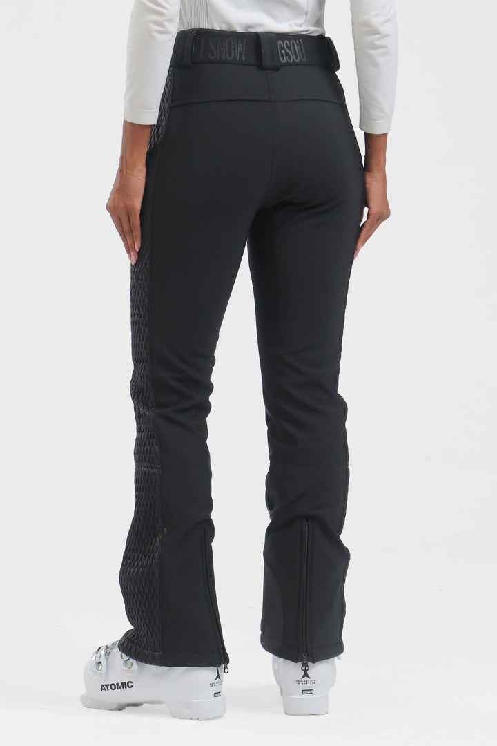 Women's Black Wearable Padded Stretch Slim Fit Ski Pants