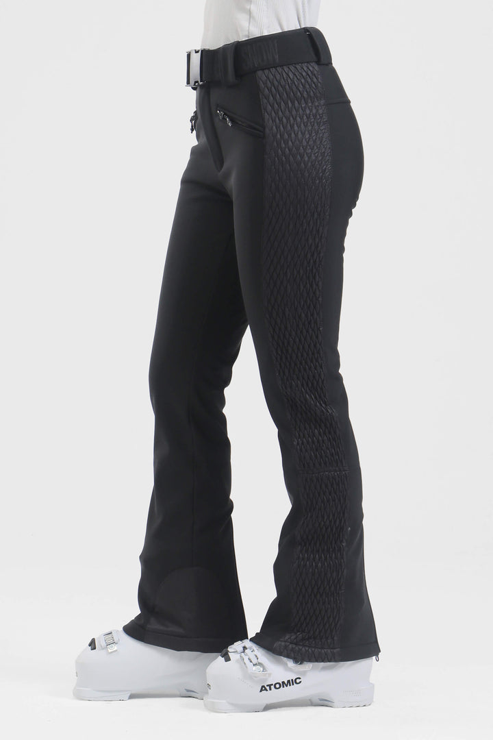 Women's Black Wearable Padded Stretch Slim Fit Ski Pants