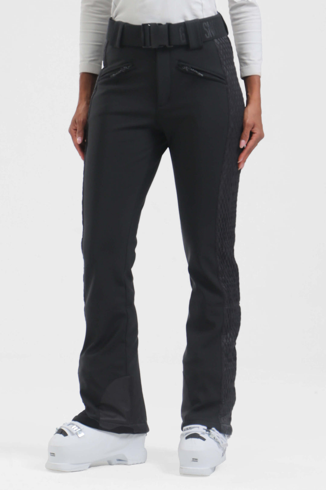 Women's Black Wearable Padded Stretch Slim Fit Ski Pants