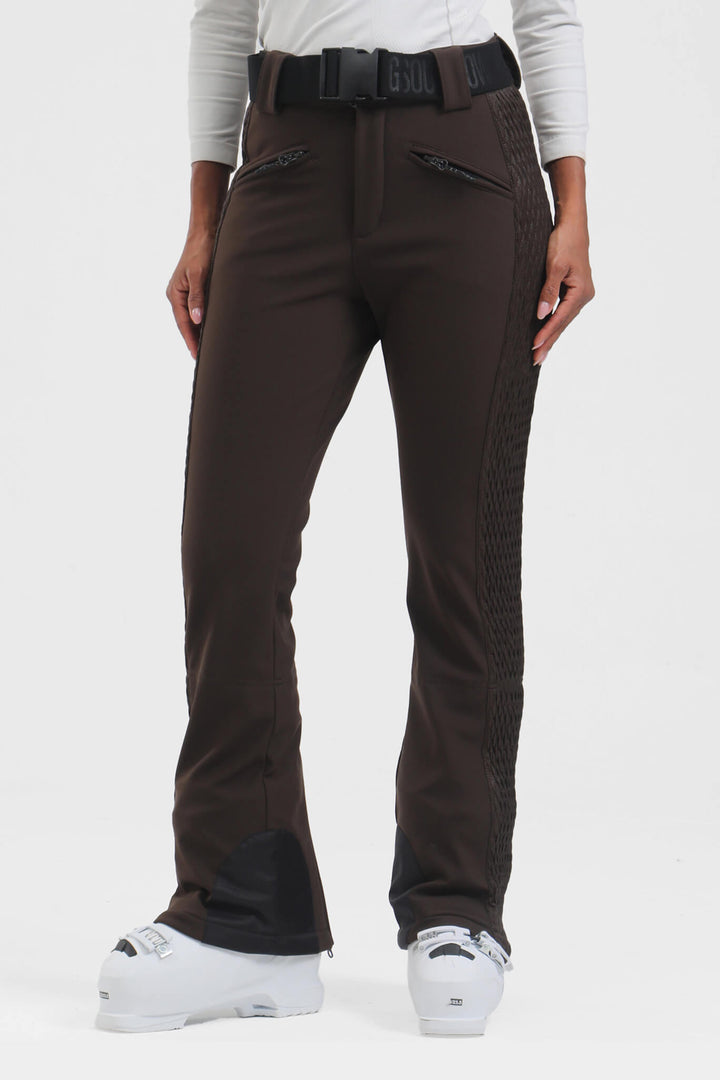 Women's Khaki Wearable Padded Stretch Slim Fit Ski Pants