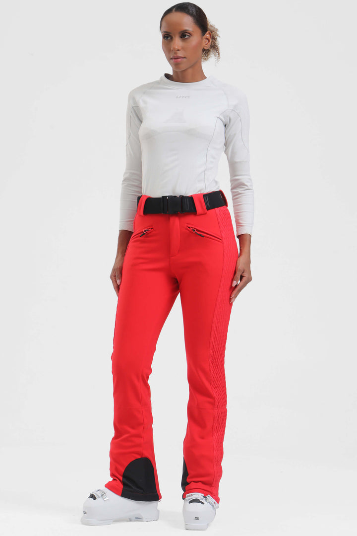 Women's White Wearable Padded Stretch Slim Fit Ski Pants