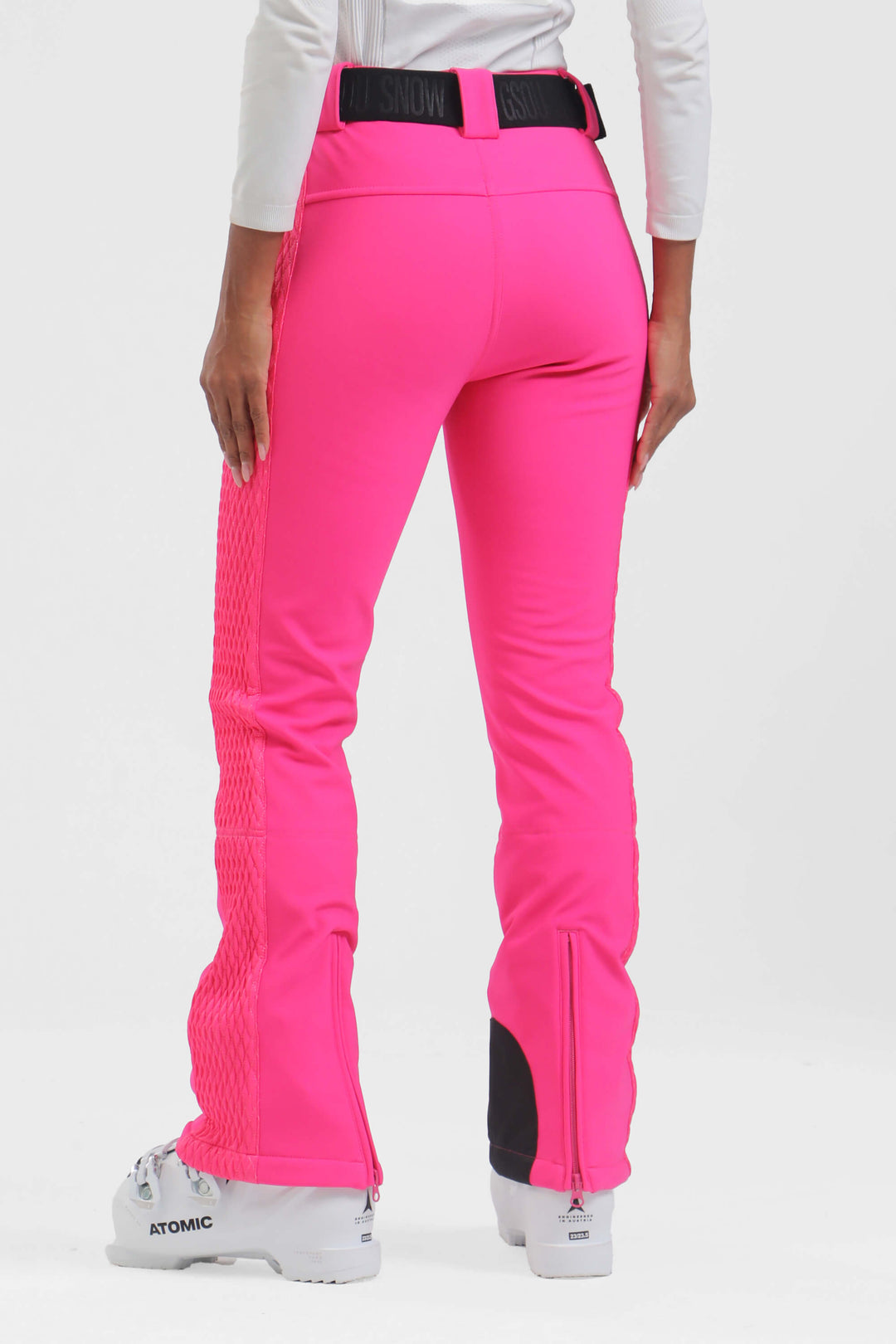 Women's Neon Fuchsia Wearable Padded Stretch Slim Fit Ski Pants