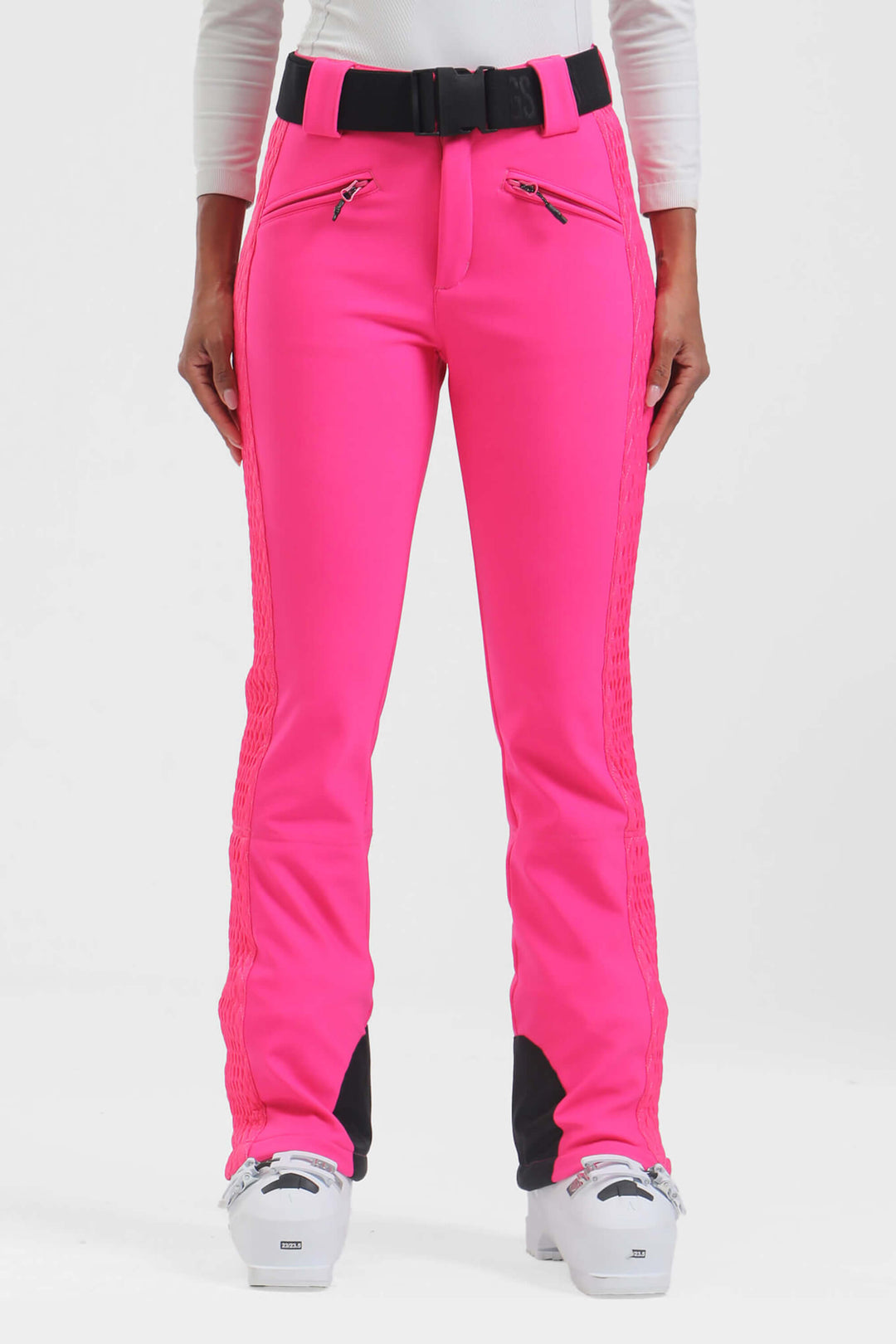 Women's Neon Fuchsia Wearable Padded Stretch Slim Fit Ski Pants