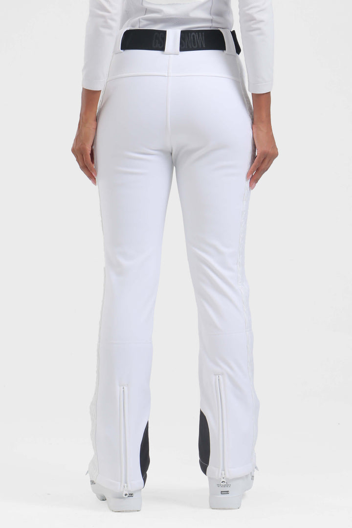 Women's White Wearable Padded Stretch Slim Fit Ski Pants