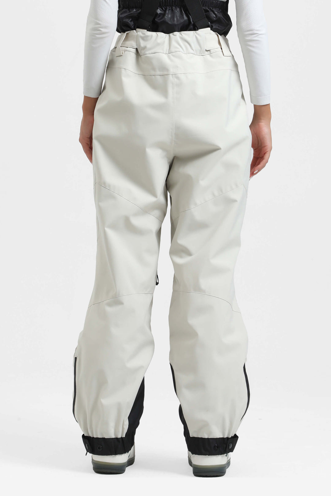 Women's Coffee Insulated Baggy Snow Pants With Detachable Suspenders