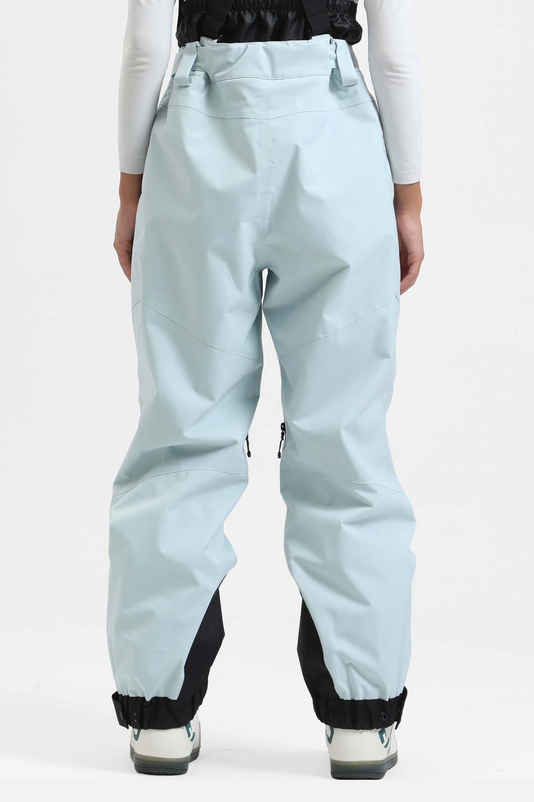 Women's Off White Insulated Baggy Snow Pants With Detachable Suspenders