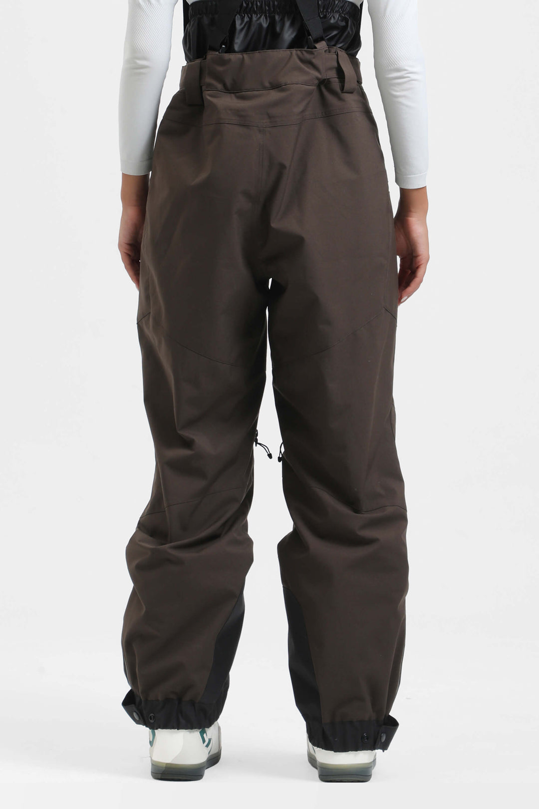 Women's Coffee Insulated Baggy Snow Pants With Detachable Suspenders