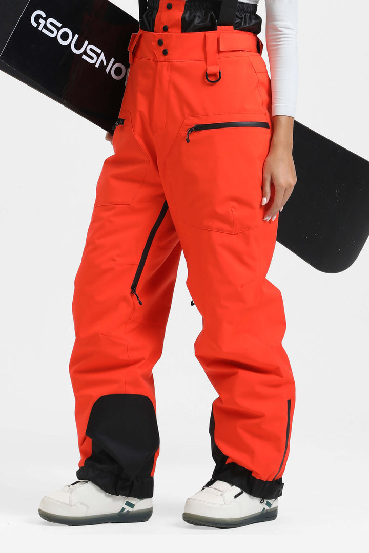 Women's Off White Insulated Baggy Snow Pants With Detachable Suspenders