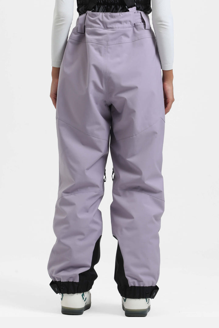 Women's Black Insulated Baggy Snow Pants With Detachable Suspenders