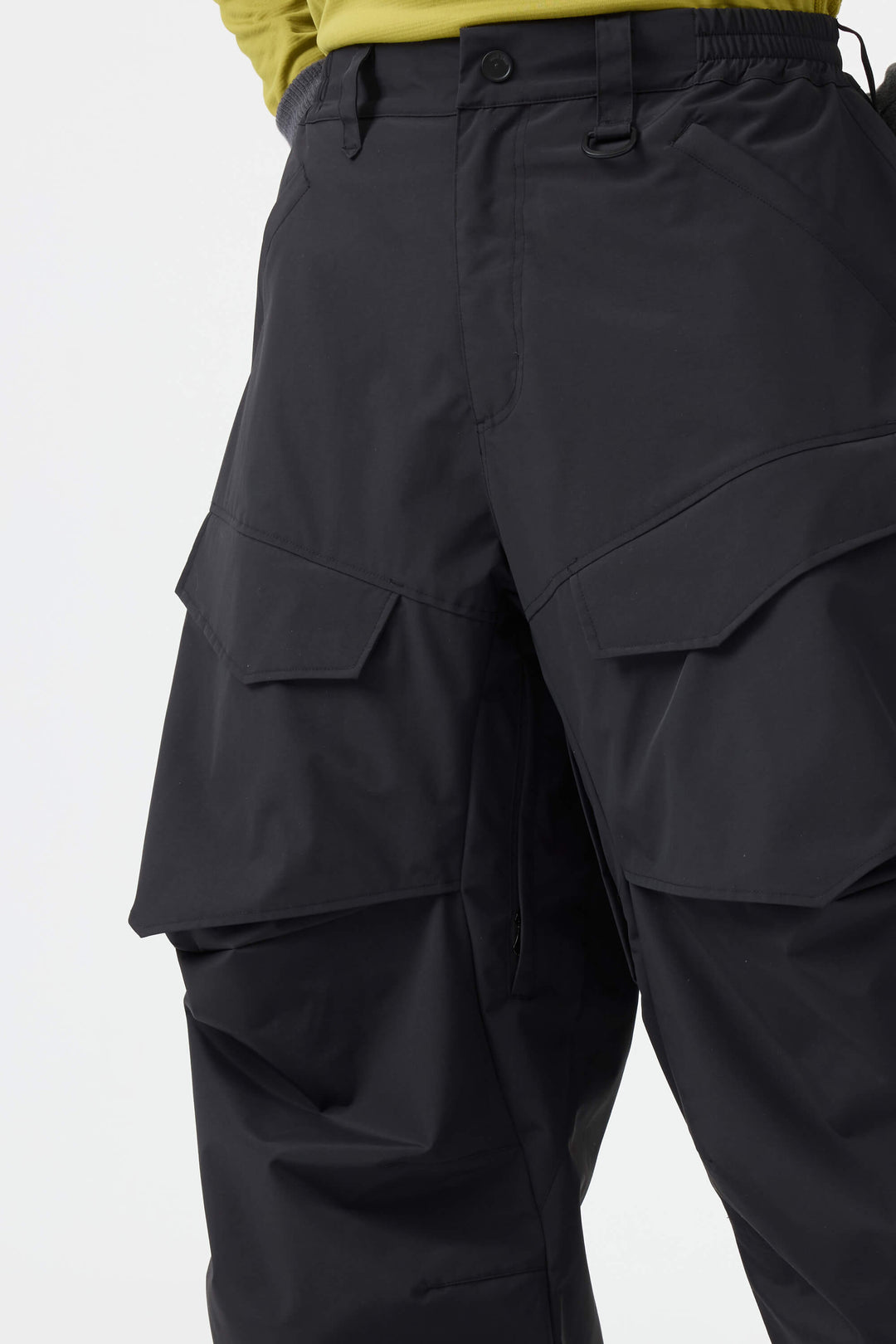 Men's Black Baggy Utility Wear-resistant Snow Pants