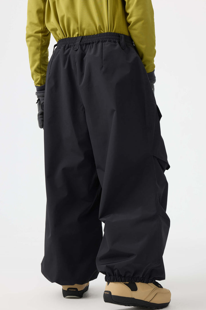 Men's Dark Gray Baggy Utility Wear-resistant Snow Pants