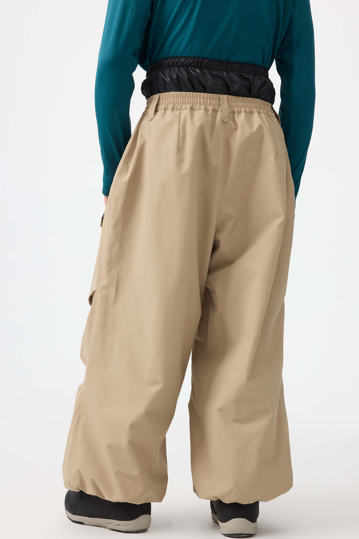 Men's Beige Baggy Utility Wear-resistant Snow Pants