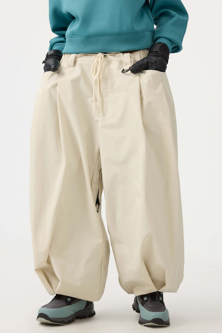 Women's Coffee Drawstring Baggy Balloon Snow Pants