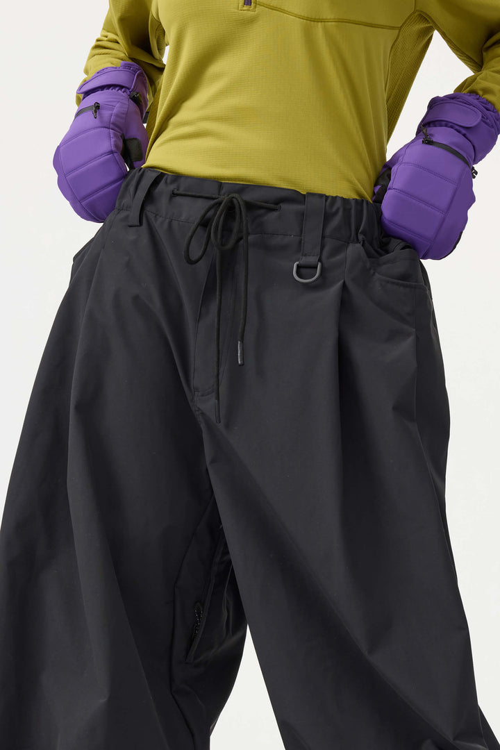 Women's Black Drawstring Baggy Balloon Snow Pants