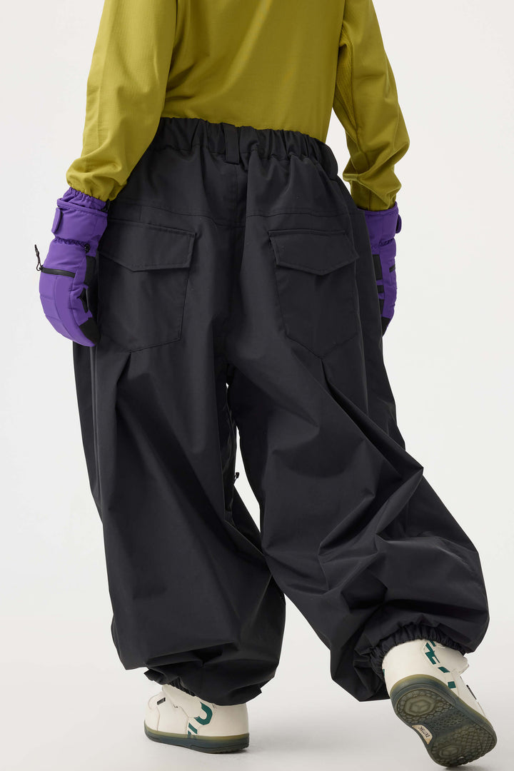 Women's Black Drawstring Baggy Balloon Snow Pants