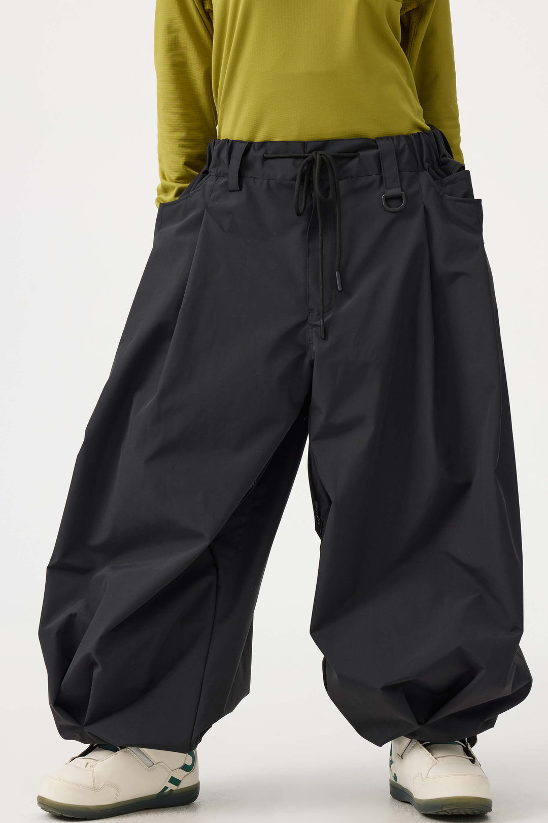 Women's Black Drawstring Baggy Balloon Snow Pants