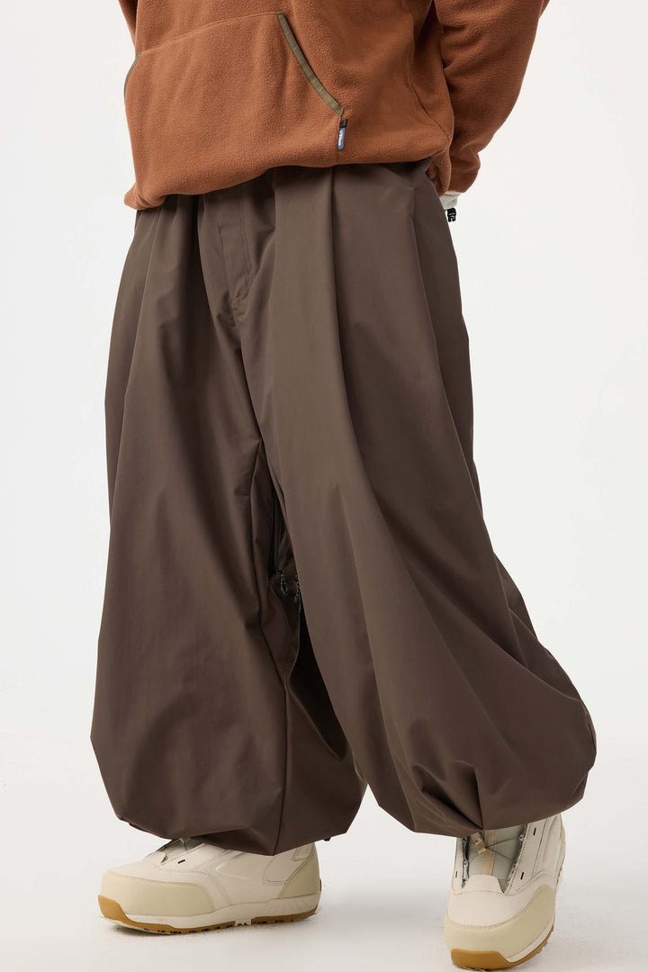 Men's Coffee Drawstring Baggy Balloon Snow Pants