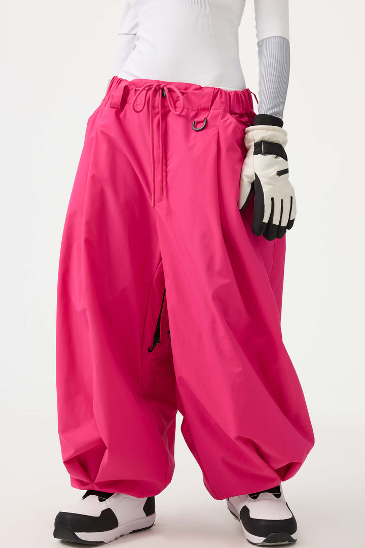 Women's Coffee Drawstring Baggy Balloon Snow Pants