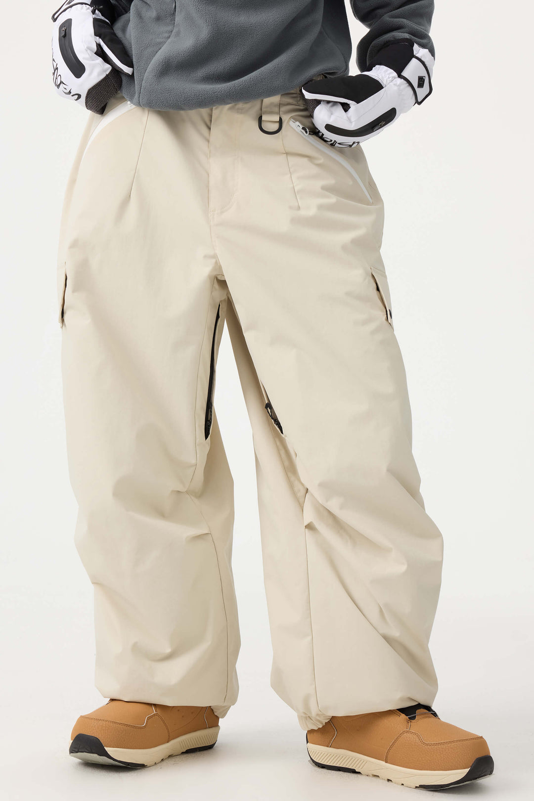 Women's Dark Gray Baggy Wear-resistant Waterproof Snow Pants