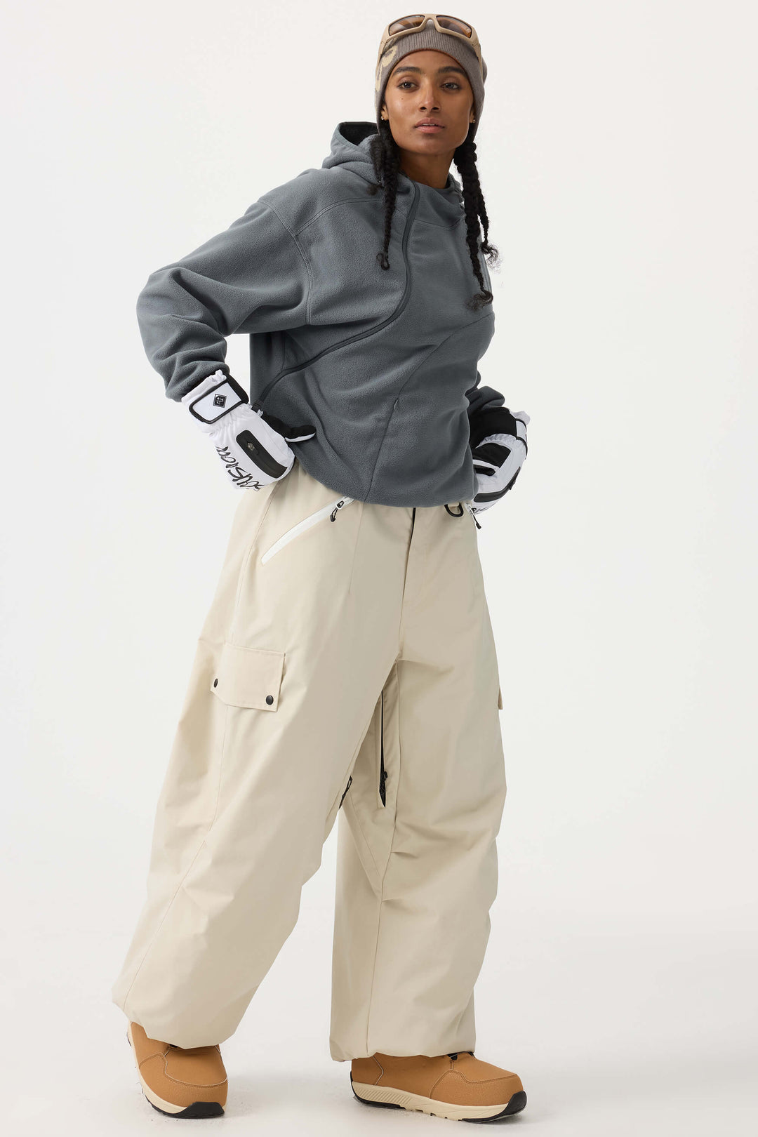 Women's Coffee Baggy Wear-resistant Waterproof Snow Pants