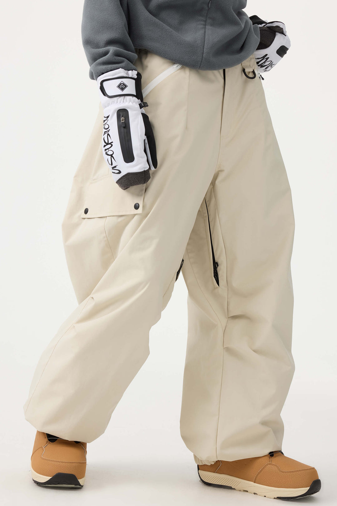 Women's Coffee Baggy Wear-resistant Waterproof Snow Pants