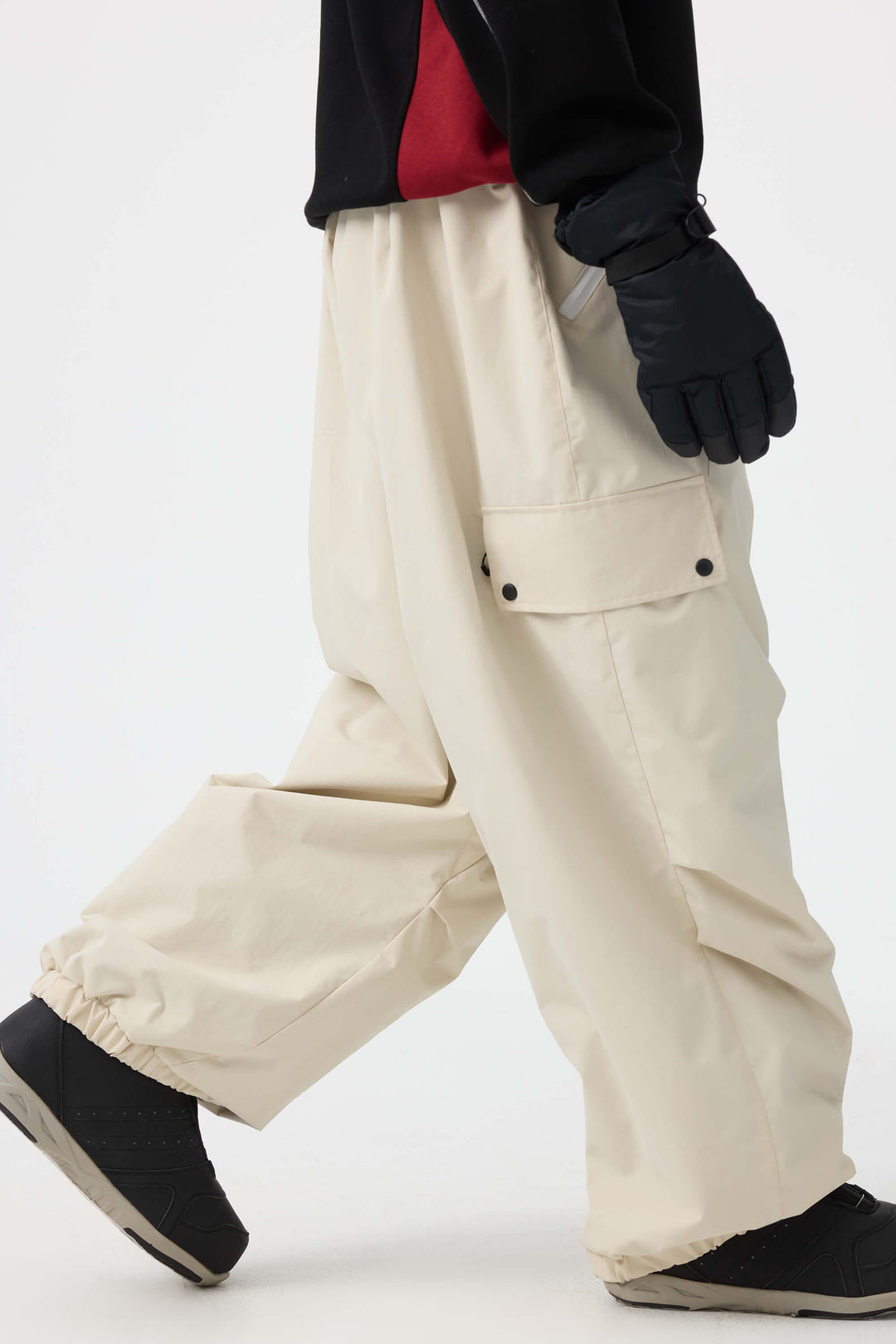 Men's Dark Gray Baggy Wear-resistant Waterproof Snow Pants