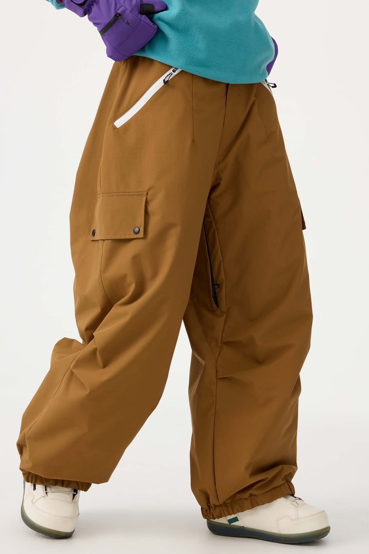 Women's Coffee Baggy Wear-resistant Waterproof Snow Pants