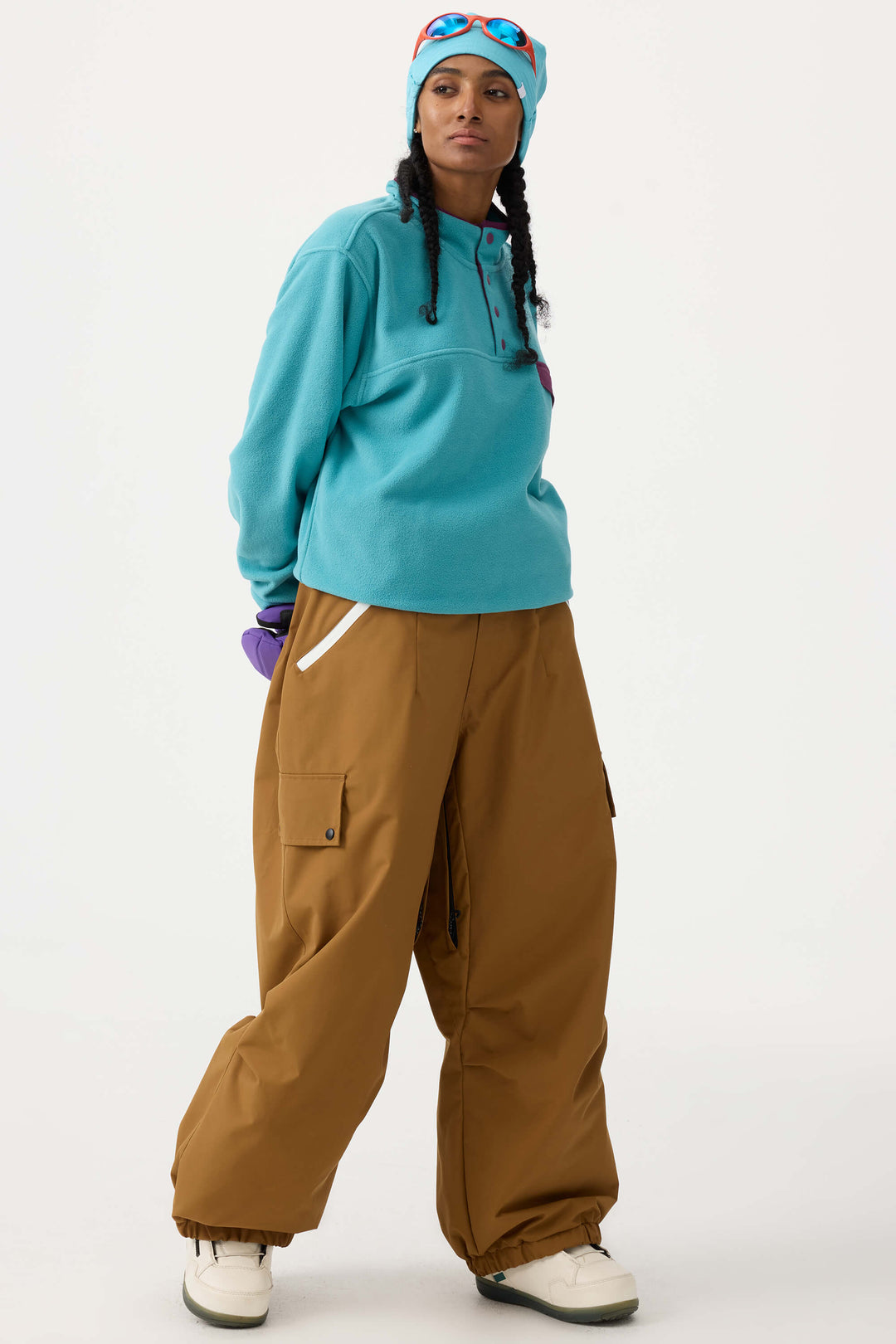 Women's Coffee Baggy Wear-resistant Waterproof Snow Pants