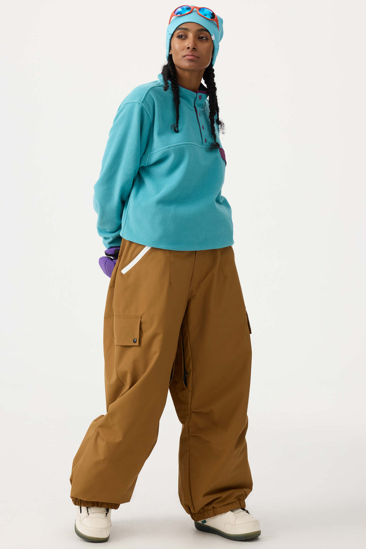 Women's Caramel Baggy Wear-resistant Waterproof Snow Pants