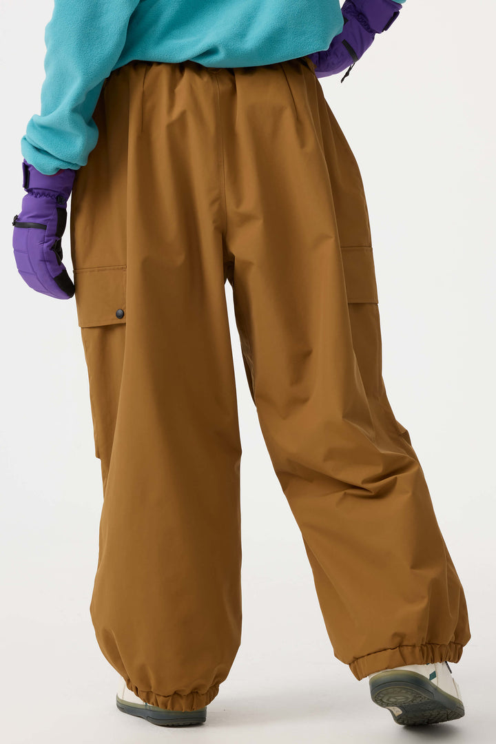 Women's Black Baggy Wear-resistant Waterproof Snow Pants