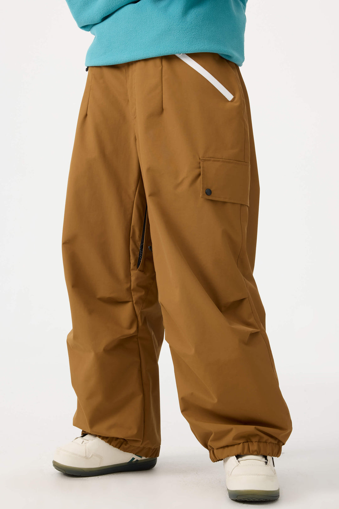 Women's Caramel Baggy Wear-resistant Waterproof Snow Pants