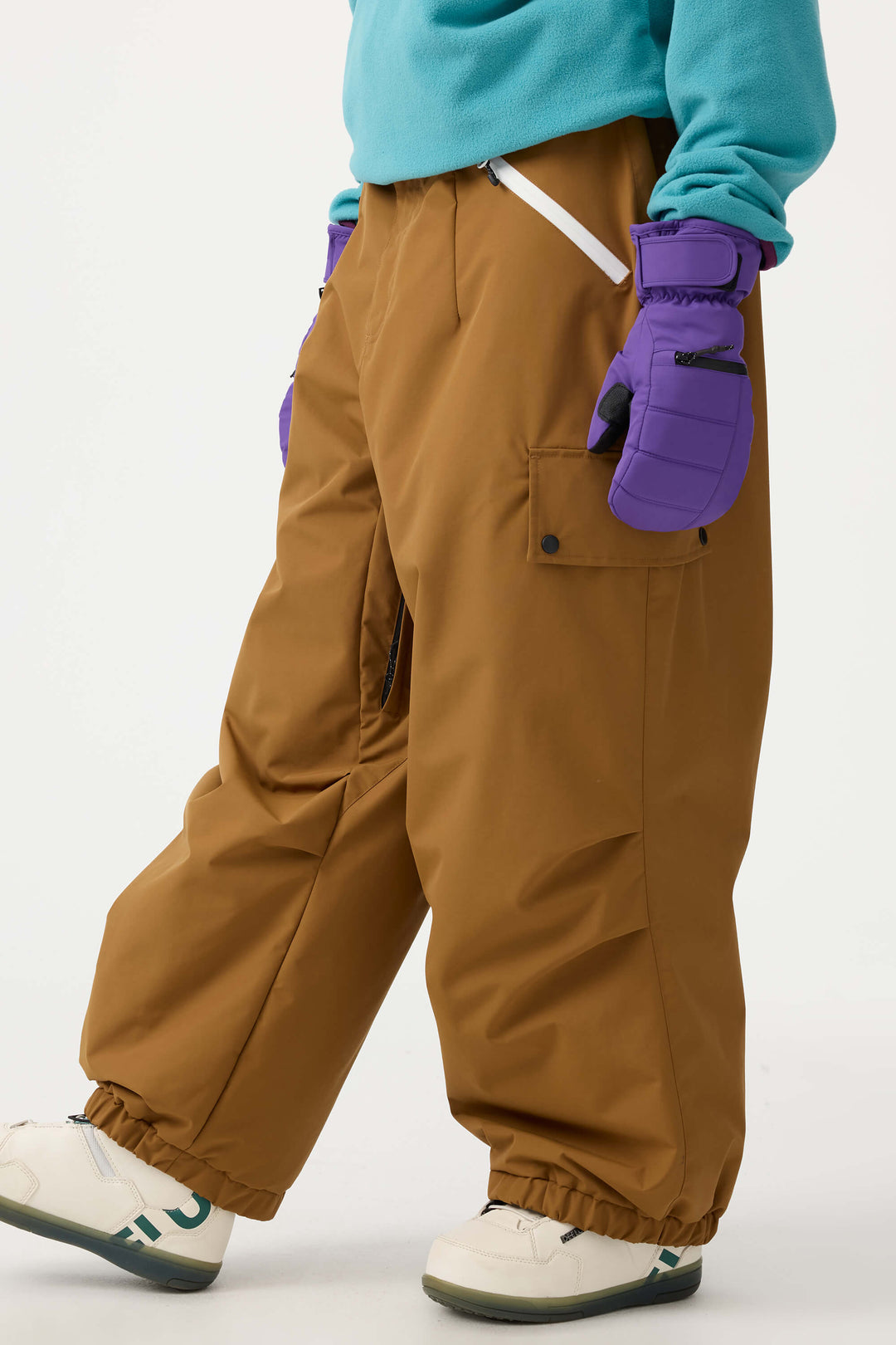 Women's Coffee Baggy Wear-resistant Waterproof Snow Pants