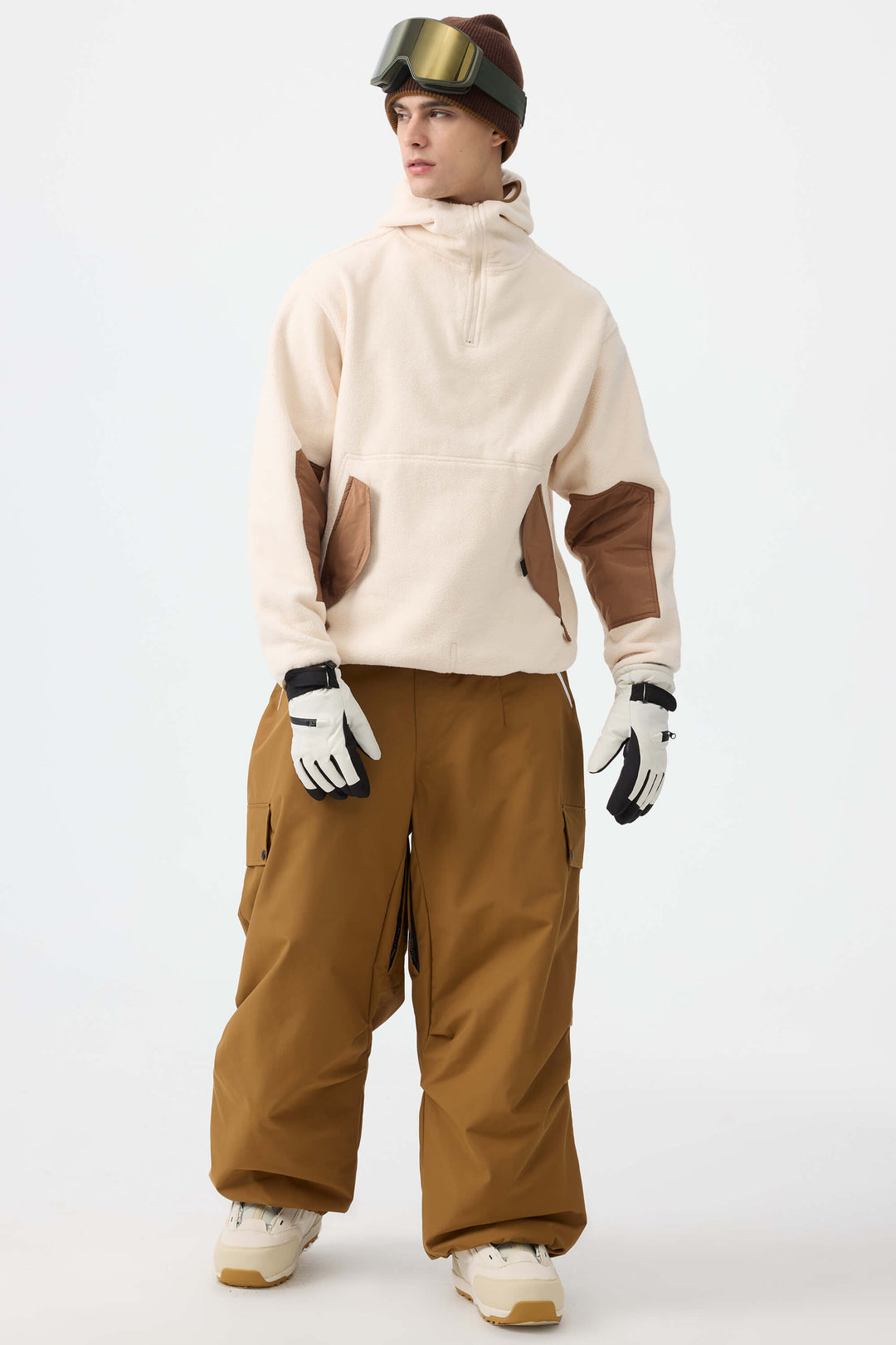 Men's Caramel Baggy Wear-resistant Waterproof Snow Pants