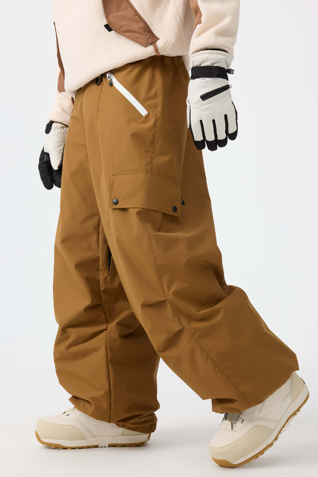 Men's Black Baggy Wear-resistant Waterproof Snow Pants