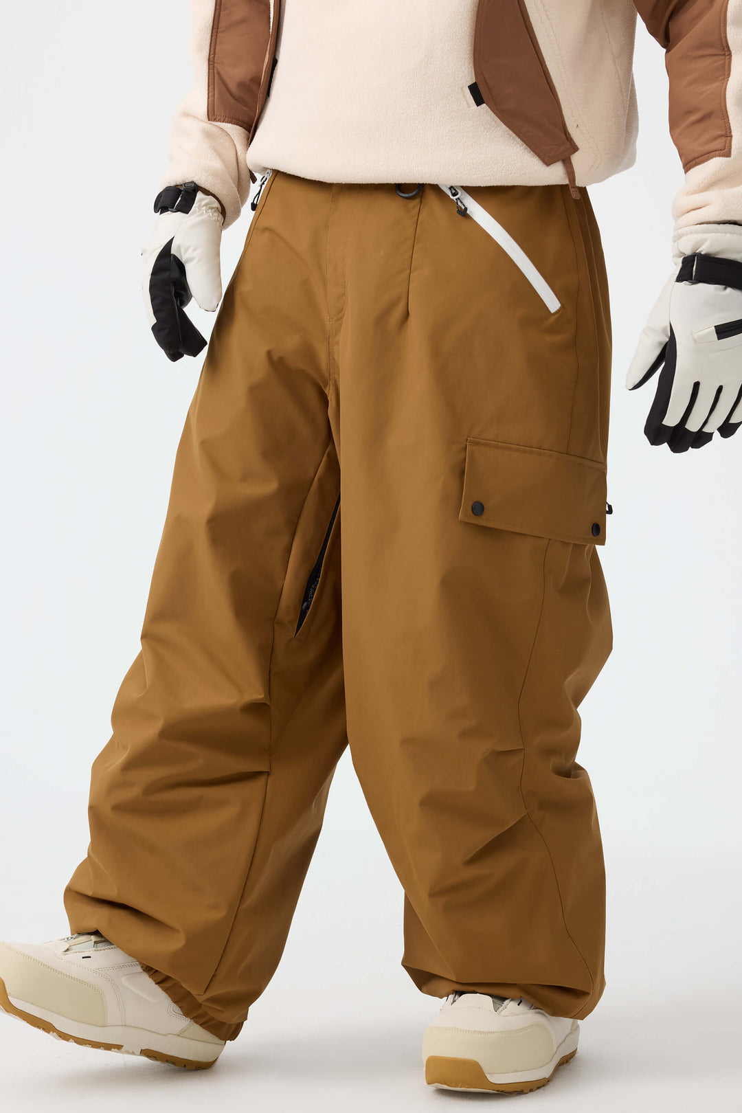 Men's Caramel Baggy Wear-resistant Waterproof Snow Pants