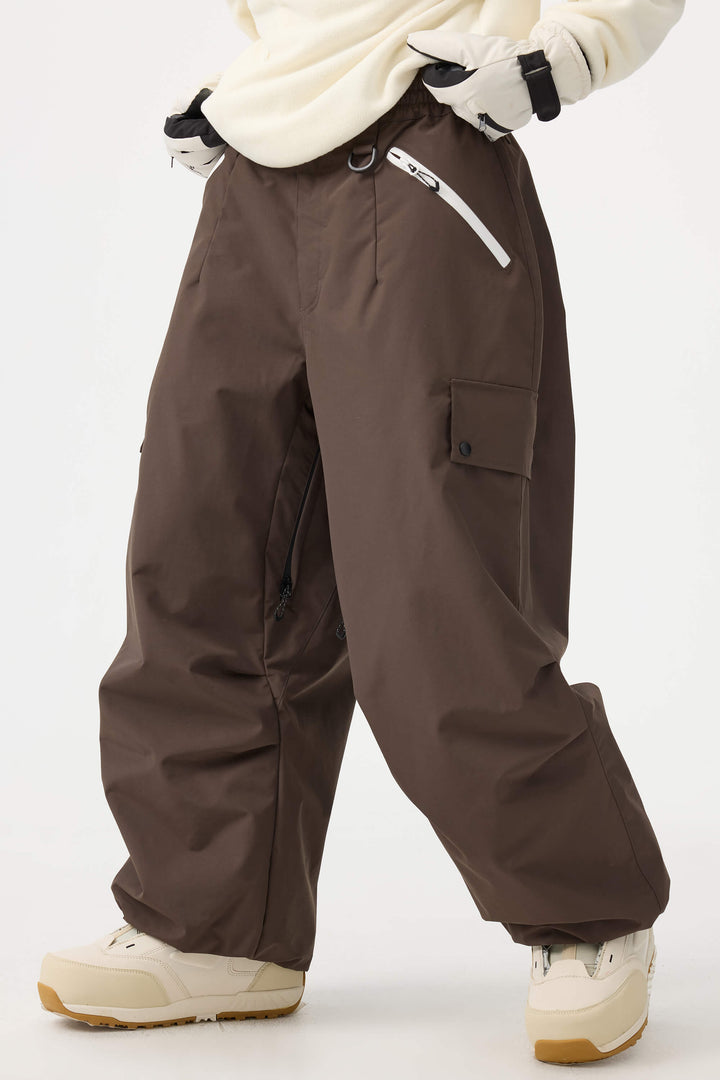 Women's Caramel Baggy Wear-resistant Waterproof Snow Pants