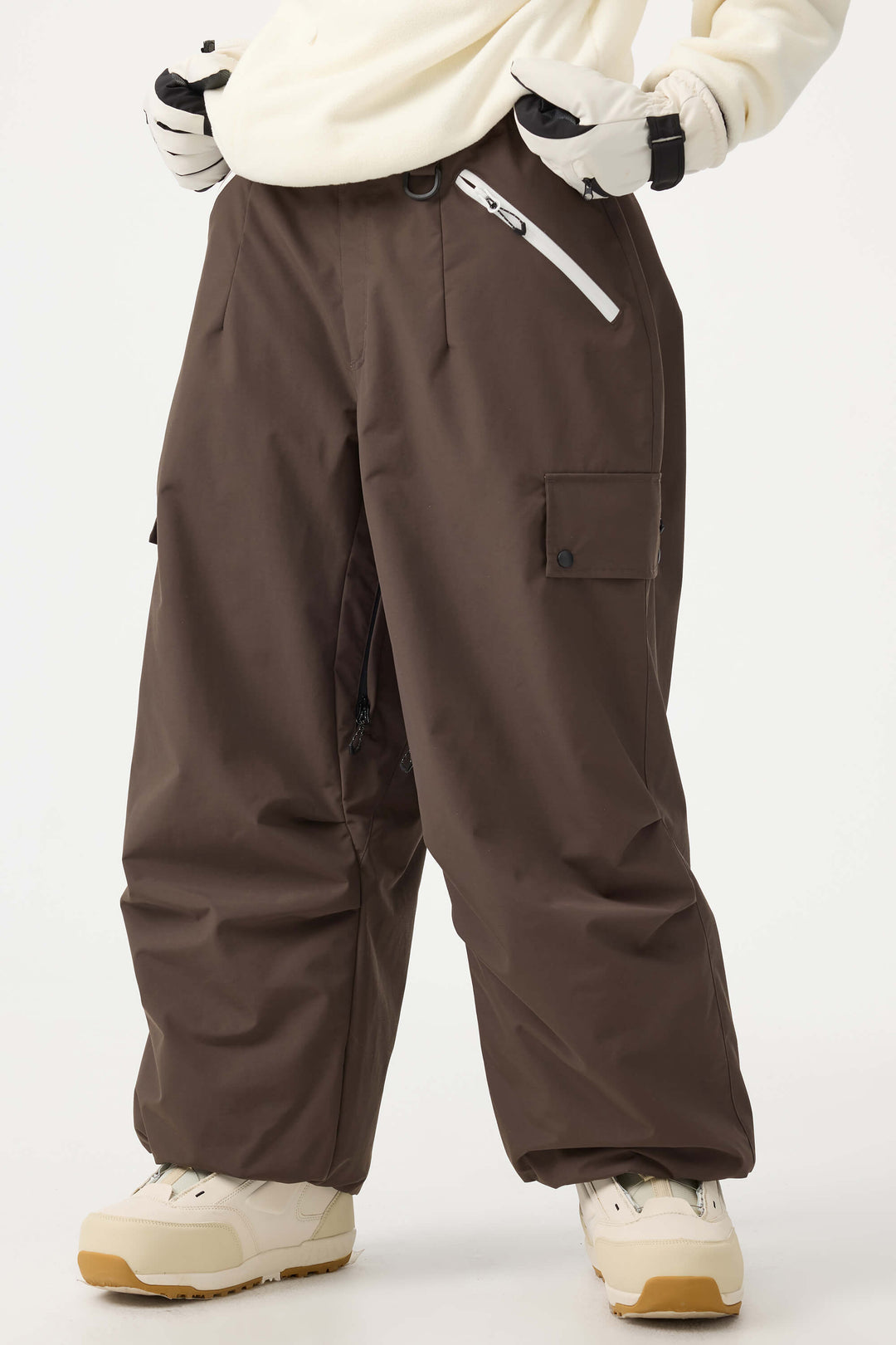 Women's Dark Gray Baggy Wear-resistant Waterproof Snow Pants