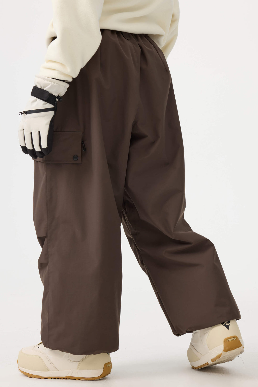 Women's Black Baggy Wear-resistant Waterproof Snow Pants